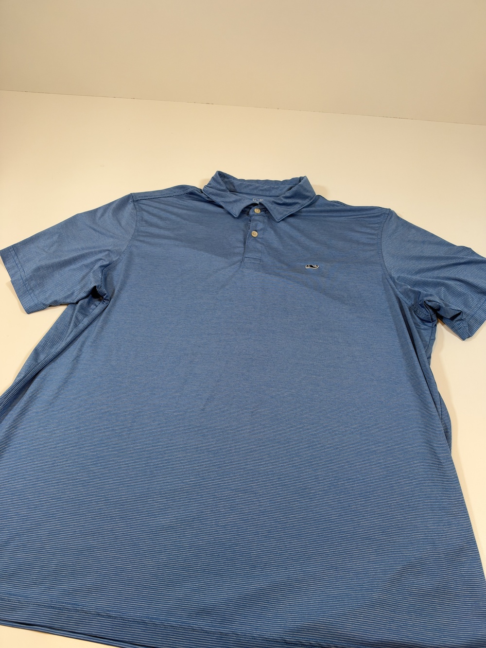 Vineyard Vines Polo Shirt Mens XL Blue Striped Performance Golf Stretch Jersey